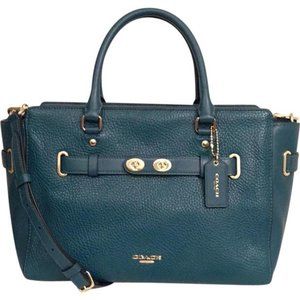 Coach Carryall Satchel in Teal Pebbled Leather
